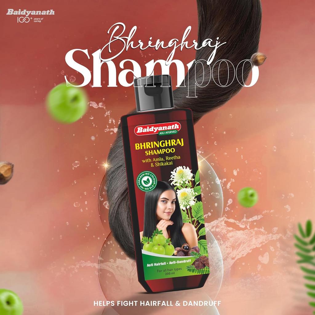 Baidyanath Bhringhraj Shampoo 200 ml | Ayurvedic Herbal Hair Cleanser With Amla & Bhringhraj | Sulphate Free Gentle Scalp Nourishment