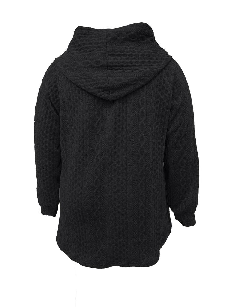 Autumn/Winter 2025 Casual Loose Hooded Women's Pure Color Ripple Patchwork Jacket