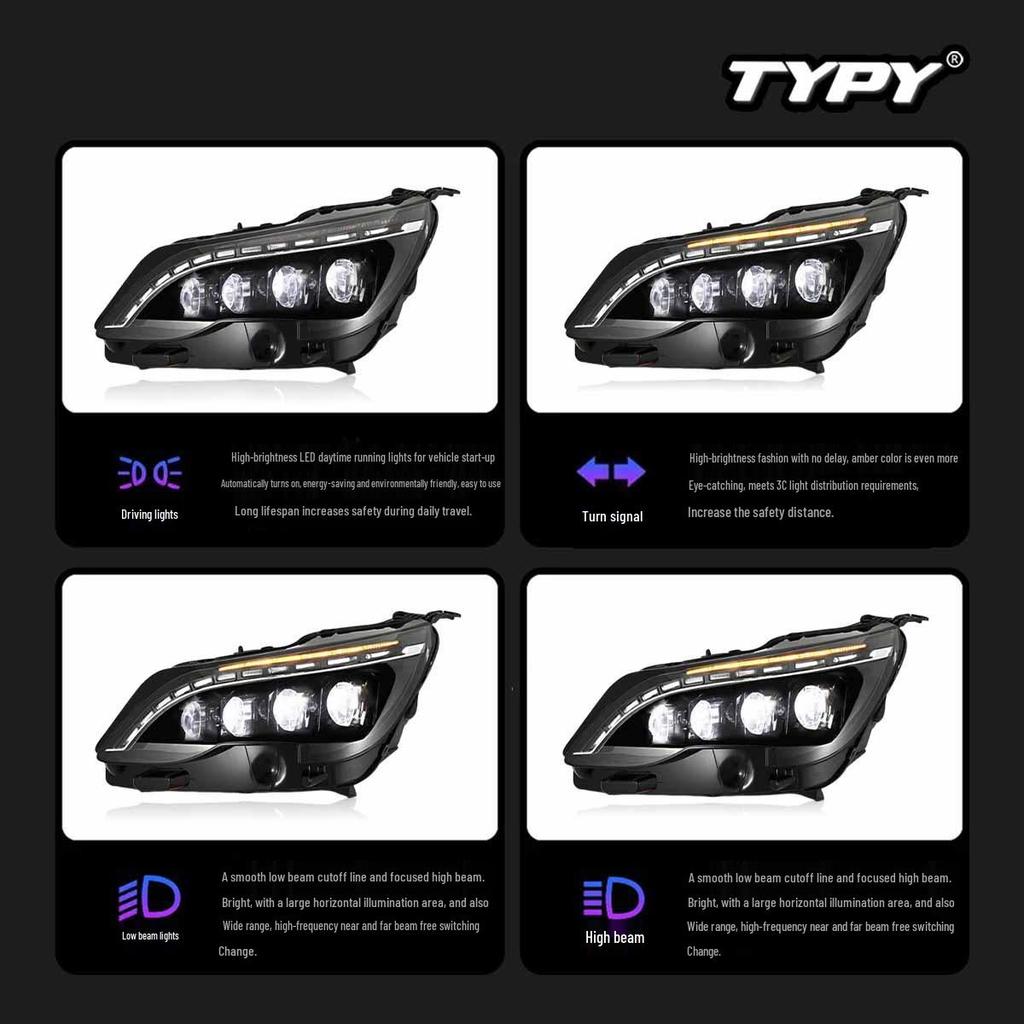 Fits 2016-2019 Peugeot 4008/5008 headlights with crystal lenses and LED sequential turn signals.