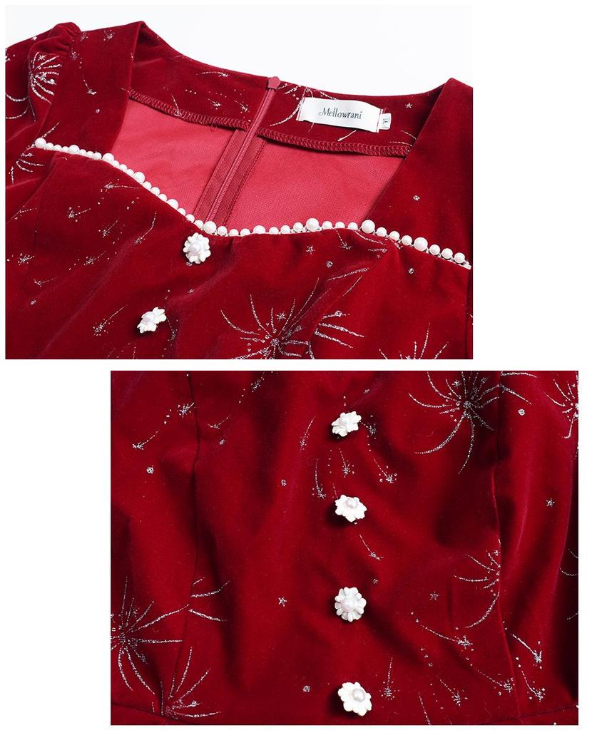 Plus Size Sparkly Red Beaded Dress - New Year Atmosphere