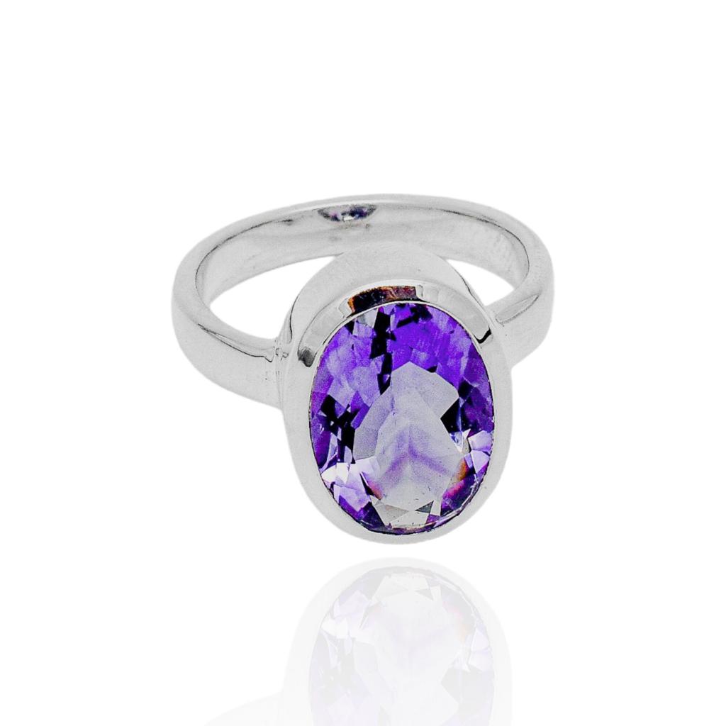 Natural Amethyst 925 Sterling Silver Ring: February Birthstone
