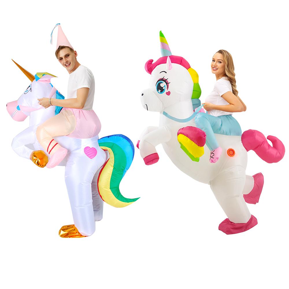 Adult Kids Colorful Unicorn Inflatable Costume Fancy Funny Inflatable Suit for Boys Girls Halloween Purim Anime Cosplay Costumes