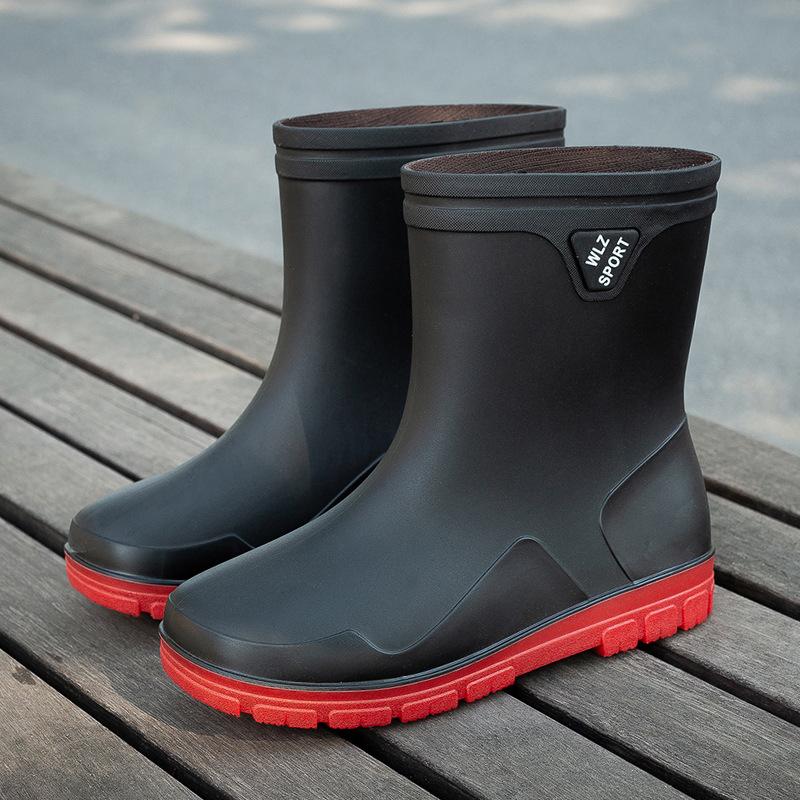 New Thickened Rain Shoes Men's Short Tube Non-slip Waterproof Shoes Wear-resistant Medium Tube Warm Bundle High Tube Rain Boots Rubber Shoes