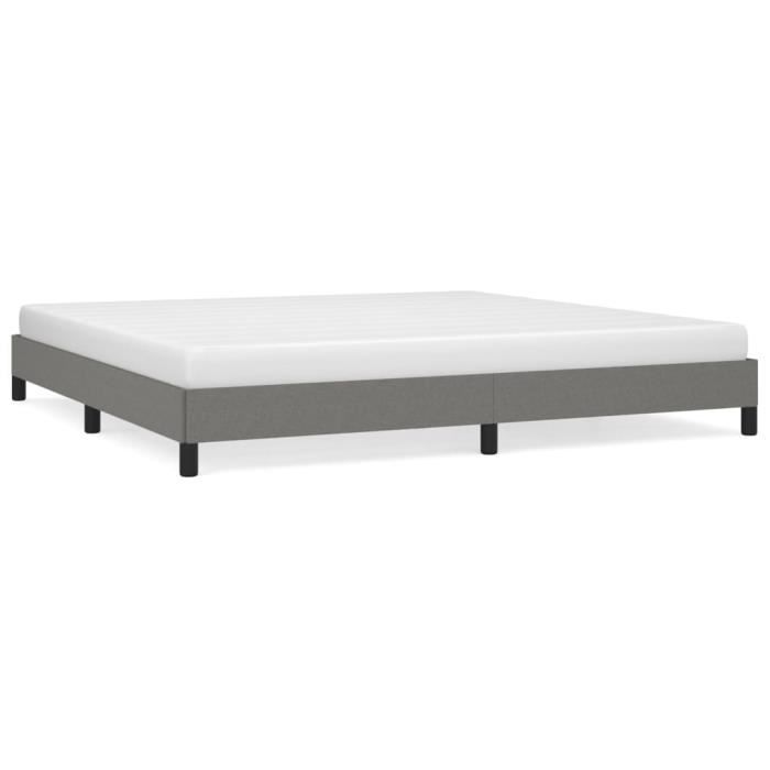 346745 vidaXL Cadre de lit Gris foncé 200 x 200 cm Tissu