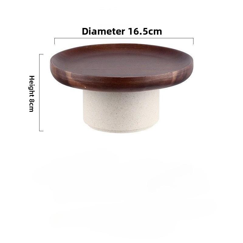 

Vintage Japanese Acacia Wood Cake Tray Home Dessert Display Stand Ceramic High Fruit Plate