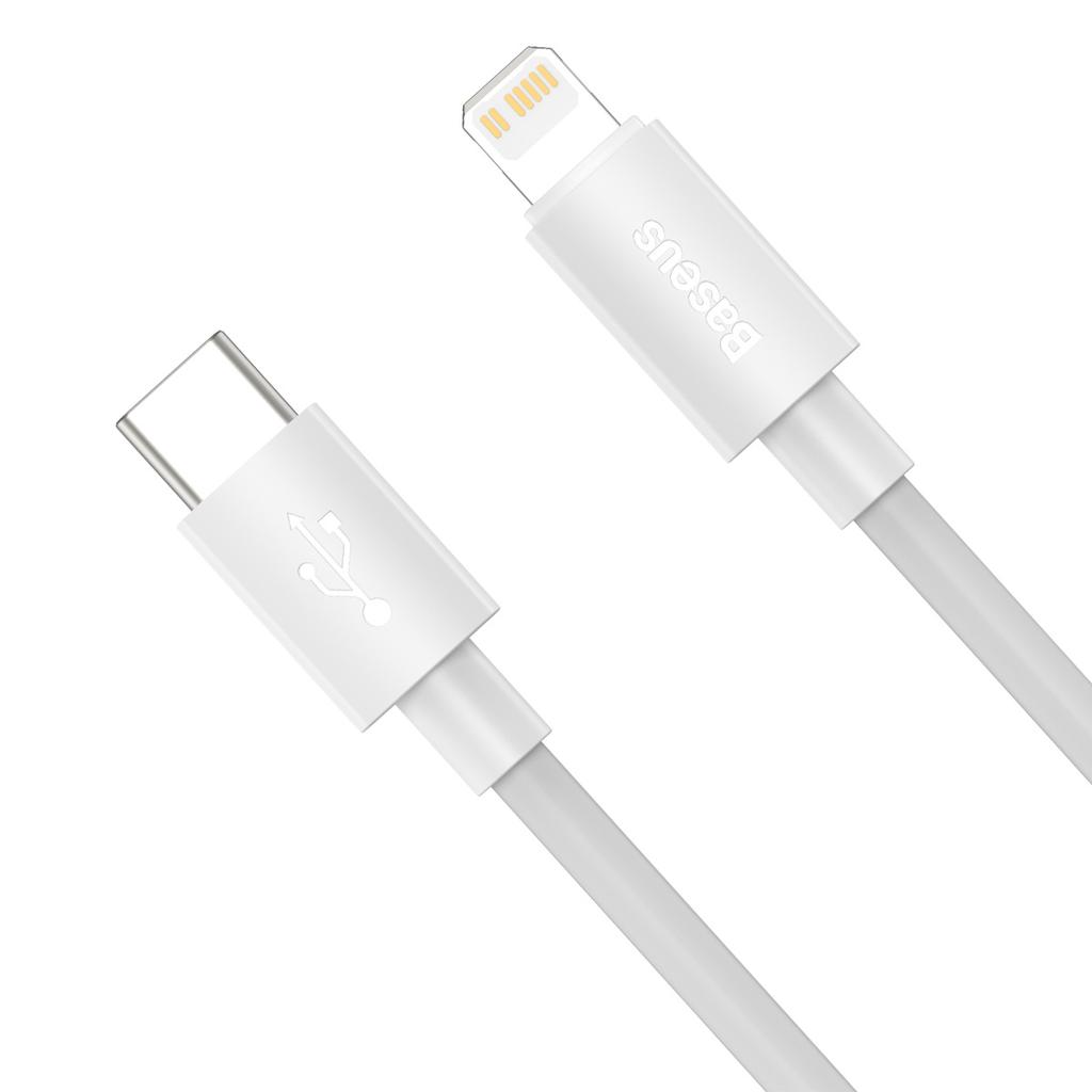 Baseus Simple Wisdom Lightning/USB-C Dual Pack 20W Fast Charging Cable 1.5m - White