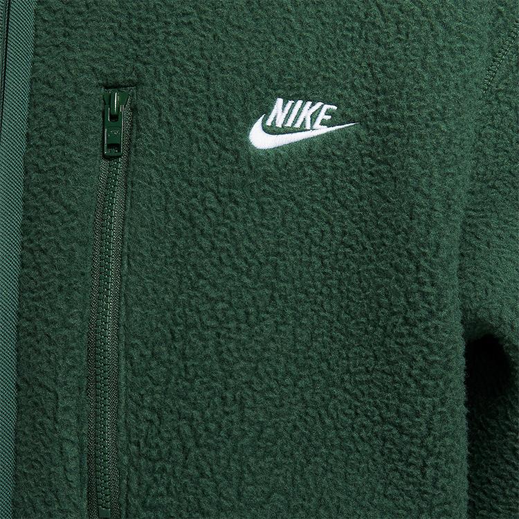 Nike Club Casual Fashion Simple Zipper Long Sleeve Fleece Jacket Men jackets Fir-Green White FZ0889-323