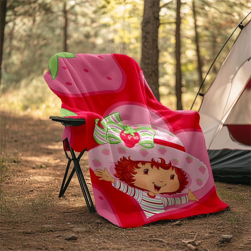 1pc Strawberry Princess6 Theme Blanket - Digital Print, Polyester, Cozy for All Seasons, Perfect for Outdoor, Camping, and Travel