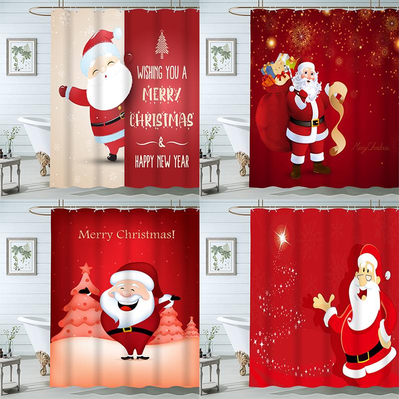 

Водонепроницаемая занавеска для душа с изображением Санта-Клауса, рождественский Новый год, украшение для дома, ванной комнаты, занавеска для душа, занавеска