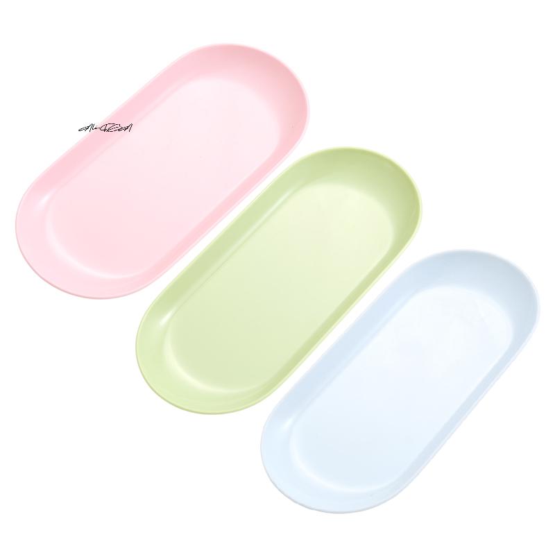 Oval Plastic Cosmetic Storage Tray Nail Art Manicure Organizer for Tweezers Fake Nail Tools Equipment Plate