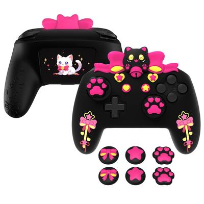 PlayVital Sweetheart Kitty Silicone Cover for Switch Pro Controller Cute Grip Joystick Grip and Protective Silicone Case for Switch Pro Controller -