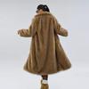 Womens Long Faux Fur Coat Blazer Collar Fall 2025 Plus Size S-XXL