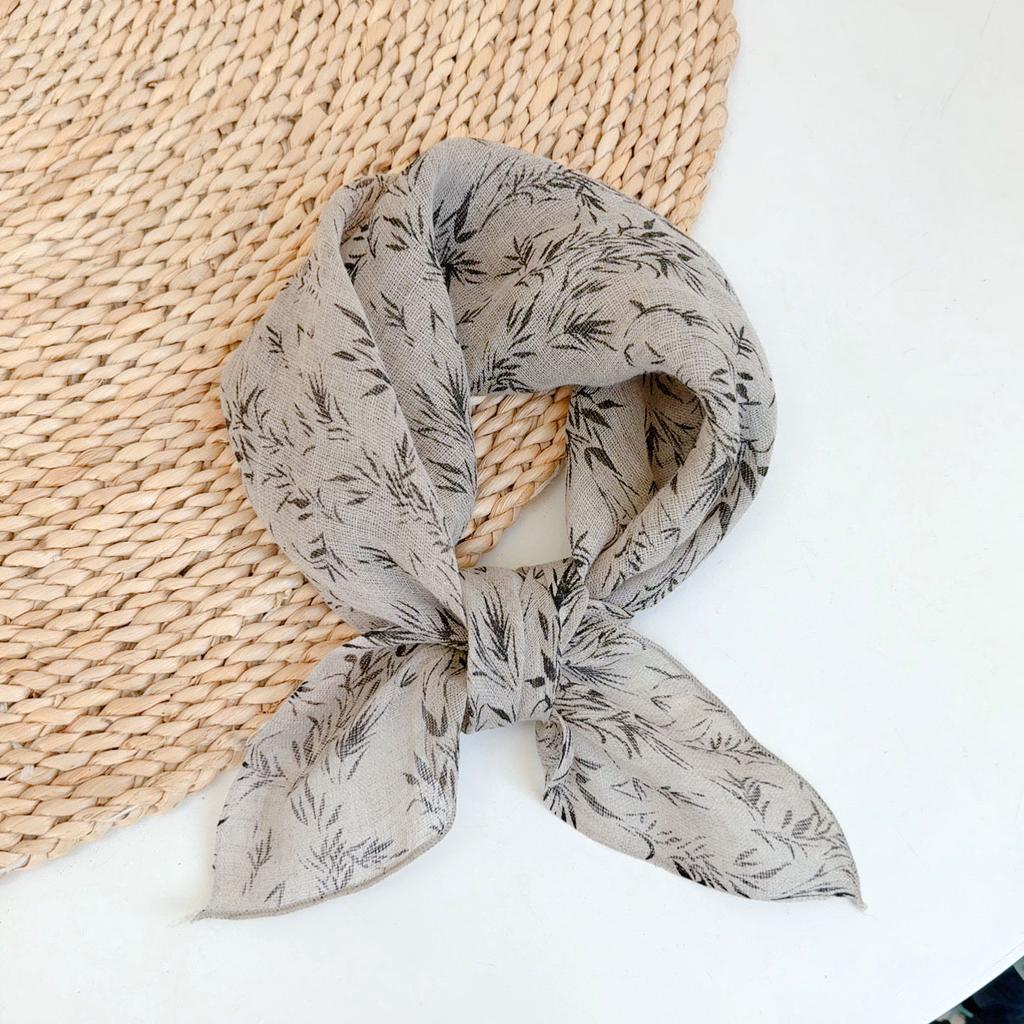Retro Small Plaid Linen Square Scarf Literary And Versatile Women'S Summer Neck Protection Small Silk Scarf Scarf Accessories