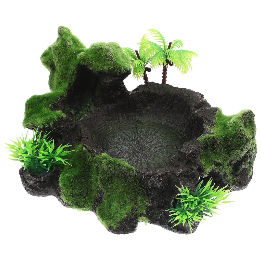 Reptile Feeding Dish Resin Wear-Resistant Natural Water Dish Safety Use Terrarium Decorative Reptile Snack Accessory