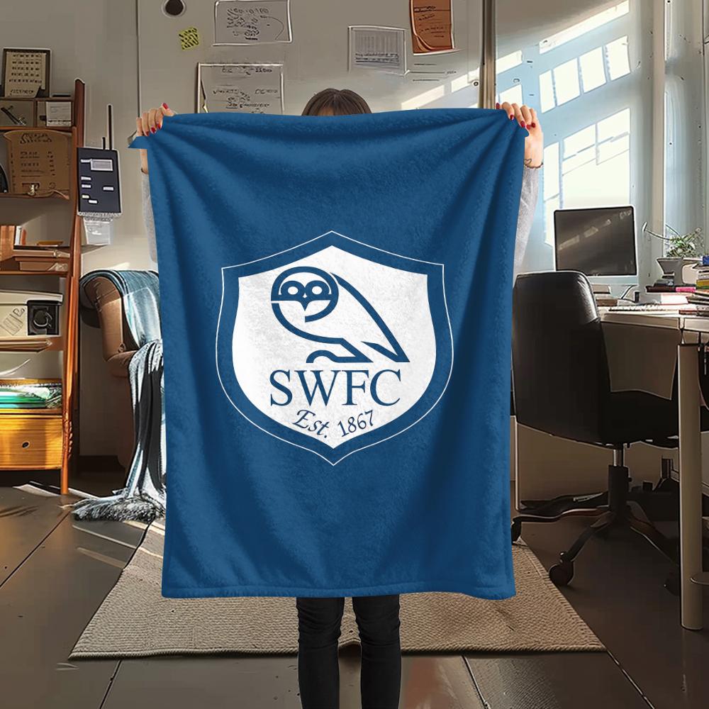 1 szt. Koc flanelowy z nadrukiem Sheffield Wednesday Football Club, Wysokiej jakości, na wszystkie pory roku, Wystrój domu, Ciepło i komfort, Idealny na prezenty świąteczne