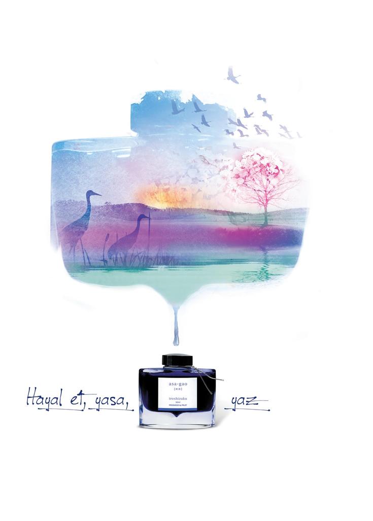 Pilot Mannenhitsu 50ml AS Morning Glory INK50AS Ink, Ink,
