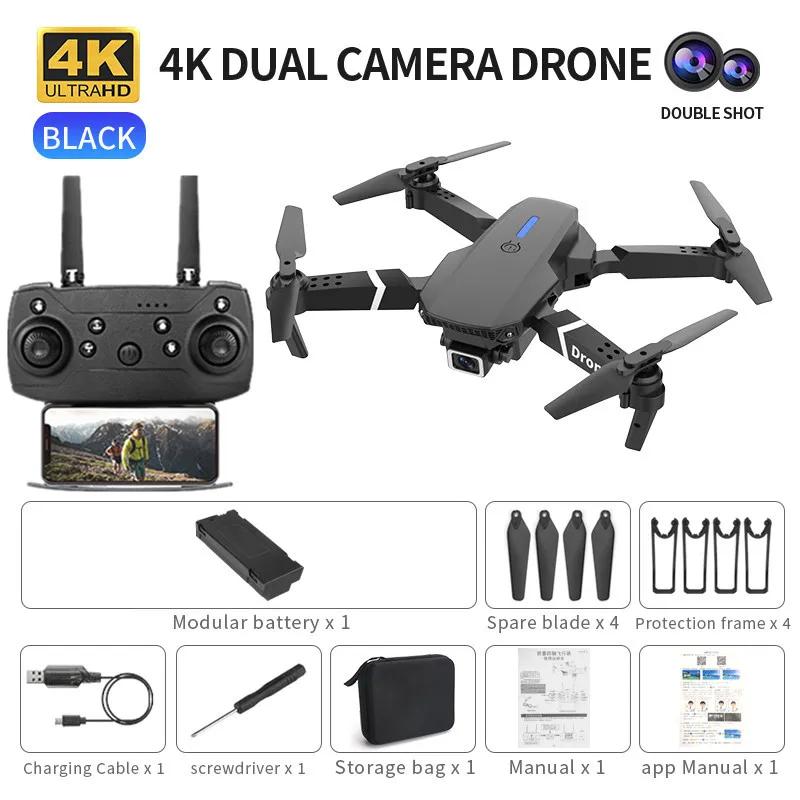 Professional Mini Remote Control Drone E88 4k HD Aerial Camera Wifi FPV Dronfolding Quadcopter RC Helicopter Children's Toy Gift