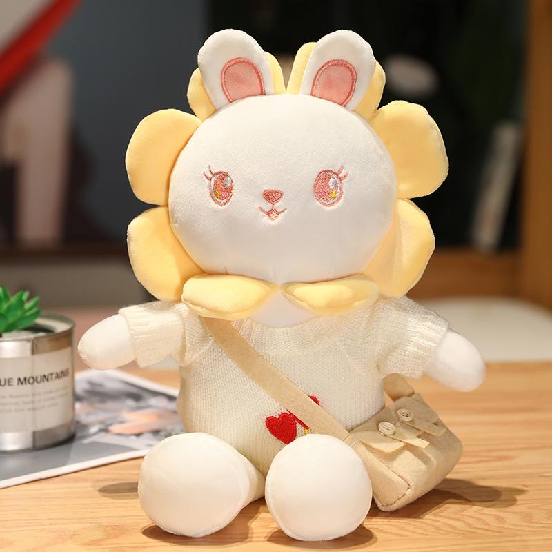 Cute Sun Flower Drag Rabbit Plush Doll Doll Creative Children's Rag Doll White Rabbit Birthday Gift