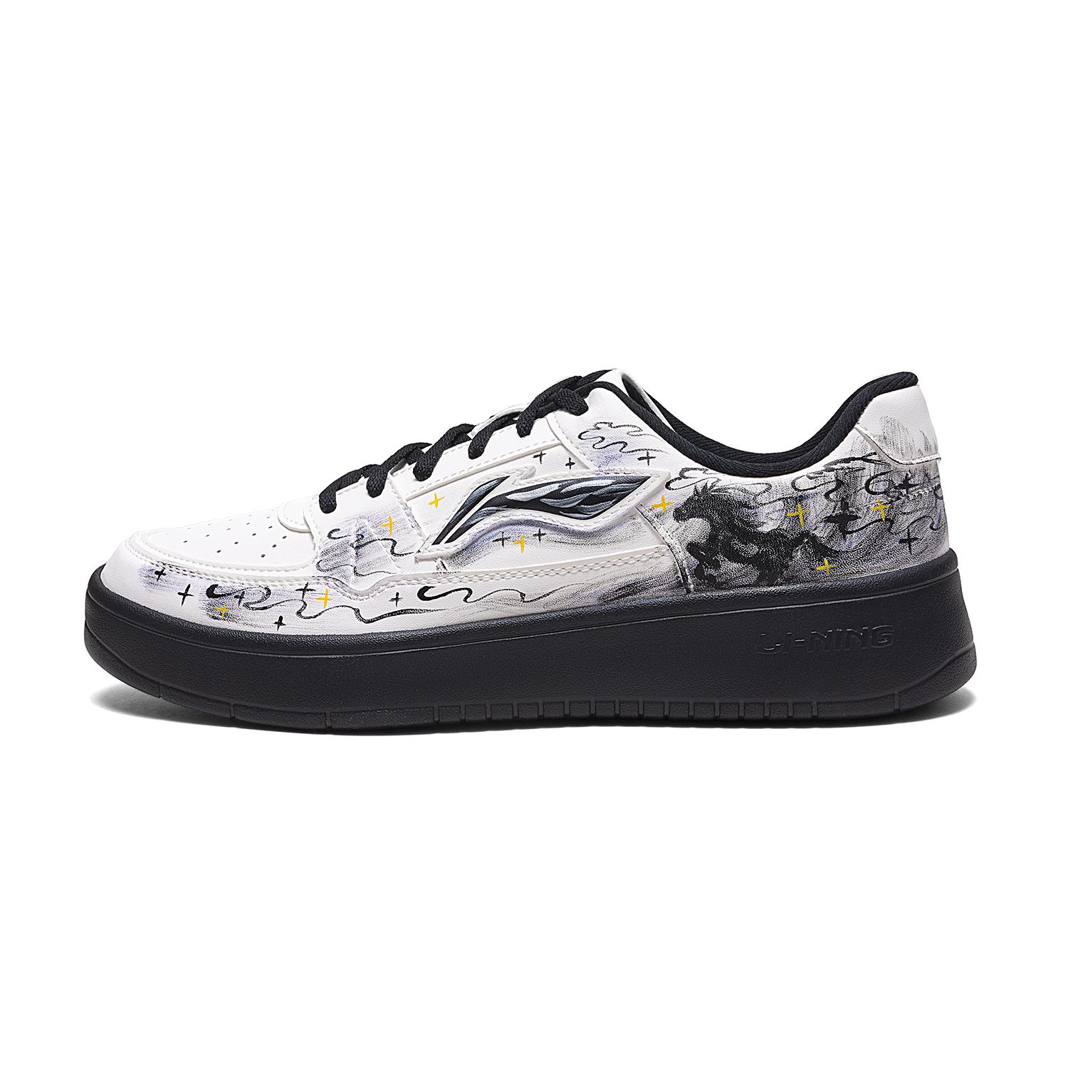 Li Ning Январь 1.0 Золотой Пегас Износостойкие Легкие Низкие Кеды для Скейтборда Мужские Черные AGCV493-2(Команда893-) 42