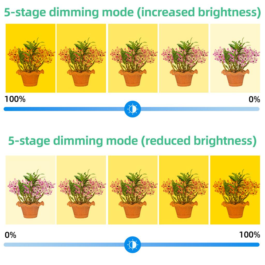 Pěstovací světla pro pokojové rostliny 4 hlavy 6,2W 301,7lm 80LED 4000K USB napájené růstové světlo 8H/12H/16H