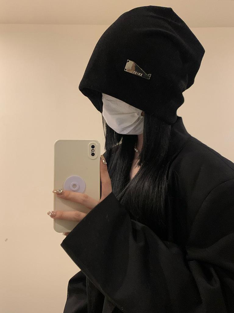Lazy wind big head circumference pile hat women's spring and autumn fashion pullover cold hat showing face small bag head hat women's autumn and