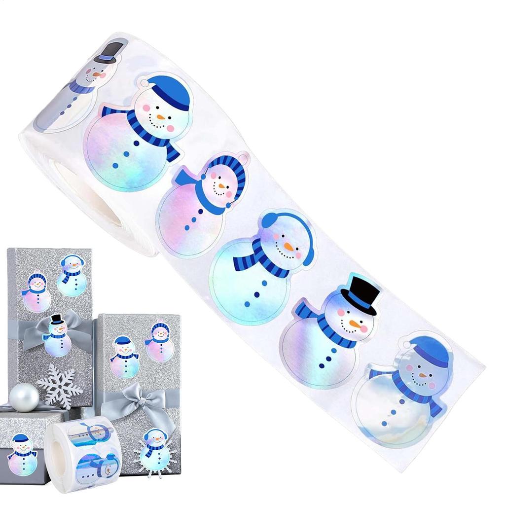 Winter Stickers 500 Pieces Decorative Adhesive Christmas Snowman Envelope Labels Stickers for Winter Stocking Stuffers Party