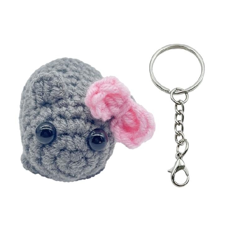 

Miniature Sad Hamster Keychain Soft Crochet Sad Hamster Key Holder with Musical Feature for Stress Reduction