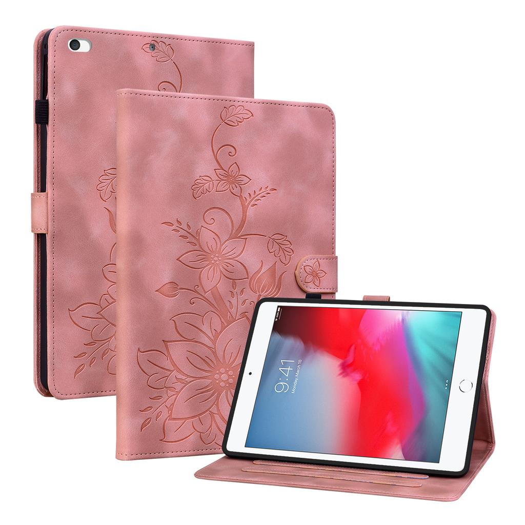 עבור אפל אייפד מיני (2019) (ידוע גם כ-iPad mini 5, iPad mini (דור 5)).כיסוי טאבלט מעור PU בעיצוב פרחוני מעודן
