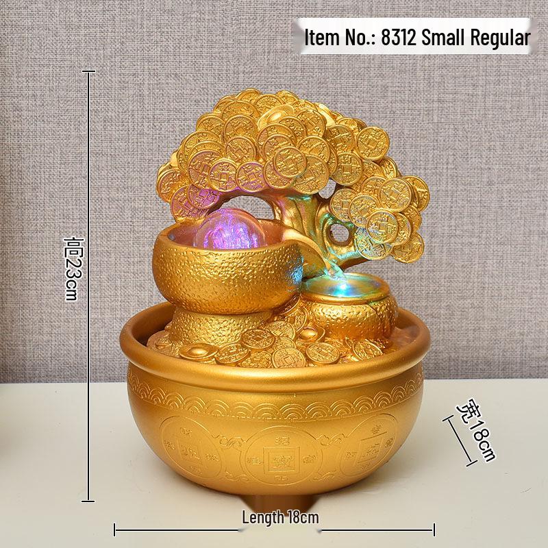 Exquisite Desktop Landscape Lamp with Lucky Cat, Money Tree, and Humidifier - Creative Gift Ornament