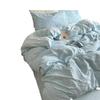 Seersucker Cloud Cotton 4Pcs Set Solid Color Bed Sheet Mattress Quilt Cover 3Pcs Set