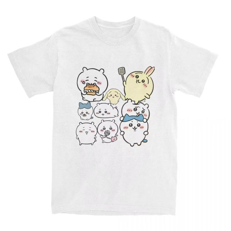 Chiikawa Cartoon TShirts Unisex Women Crewneck Cotton T Shirts Short Sleeve Tees Classic Clothes Breathable Soft