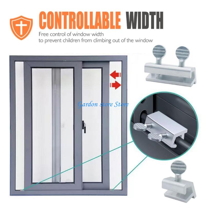 B0KB 4 Piece No Drill Aluminum Window Security Lock Ventilation Control for Horizontal Sliding Frame Door Window Limiter
