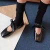 Mode Elegante Damen Schleife Quadratische Zehenpumps Bequeme Niedrige Absätze Süße Damenschuhe Rindspaltleder Flache Schuhe Slipper Loafer