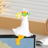 Monitor Dekoration Ente Harz Dekor für Schreibtisch Auto Armaturenbrett TV Monitor, Mini Büro Skulptur Figur, Niedliches Blume Haltendes Ornament, Verspielt