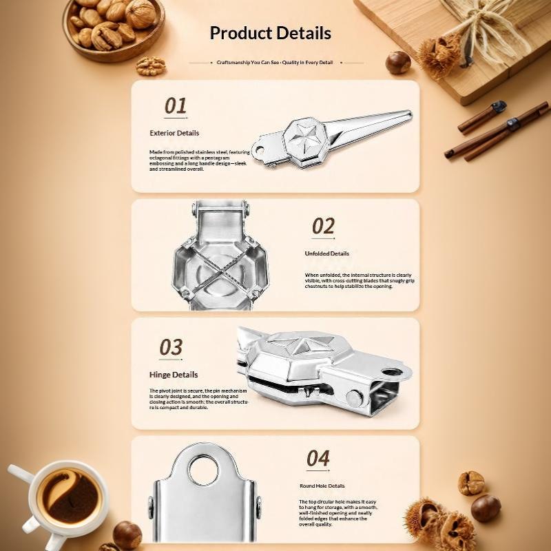 High - Quality Stainless Steel Two - In - One Chestnut Machine Kitchen Tool With Dry Bottle Opener Sheath And Cutter Function