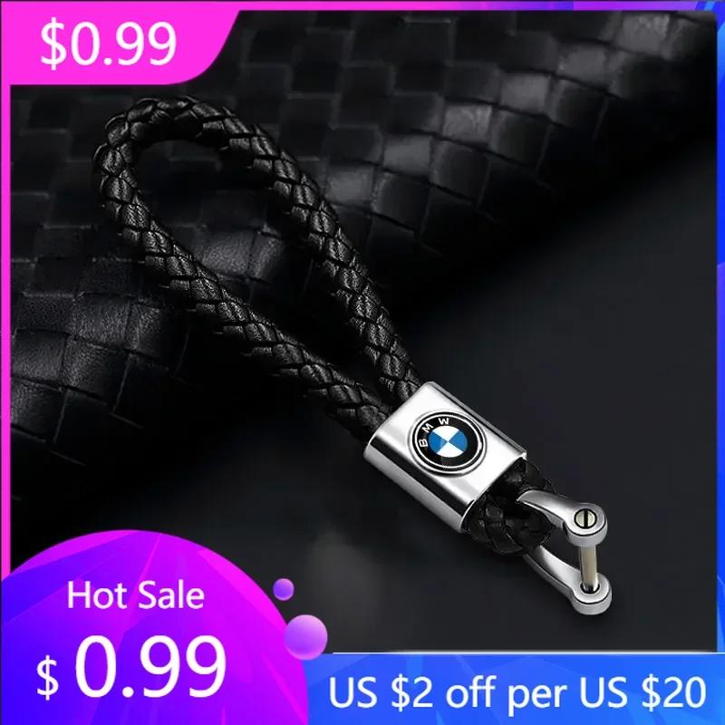 BAIJ1 2025 Car logo Keychain With Car Logo Metal Keychain Nylon Braided Rope Key Ring For BMW E90 E60 E61 E93 E87 E36 E46 E39 E53