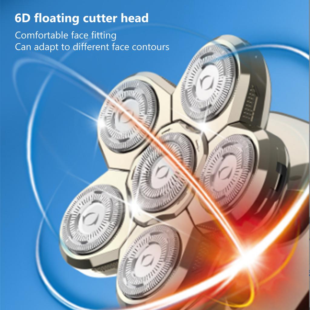 6D Electric Razor 5 in 1 Multifunctional Men Rechargeable Bald Head Shaver Hair Trimmer Grooming Kit