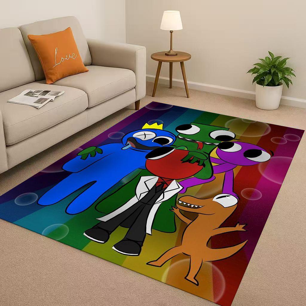 3D R Rainbow Friends Game Cartoon Living Room Non Slip Area Rug Carpet for Bedroom Playroom Sofa,Easy Clean Home Decor Doormat