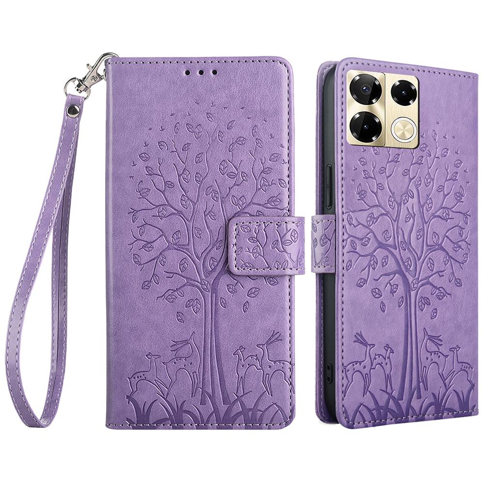 For Infinix Note 40 Pro 5G Case Tree Imprinted Stand Leather Wallet Phone Cover