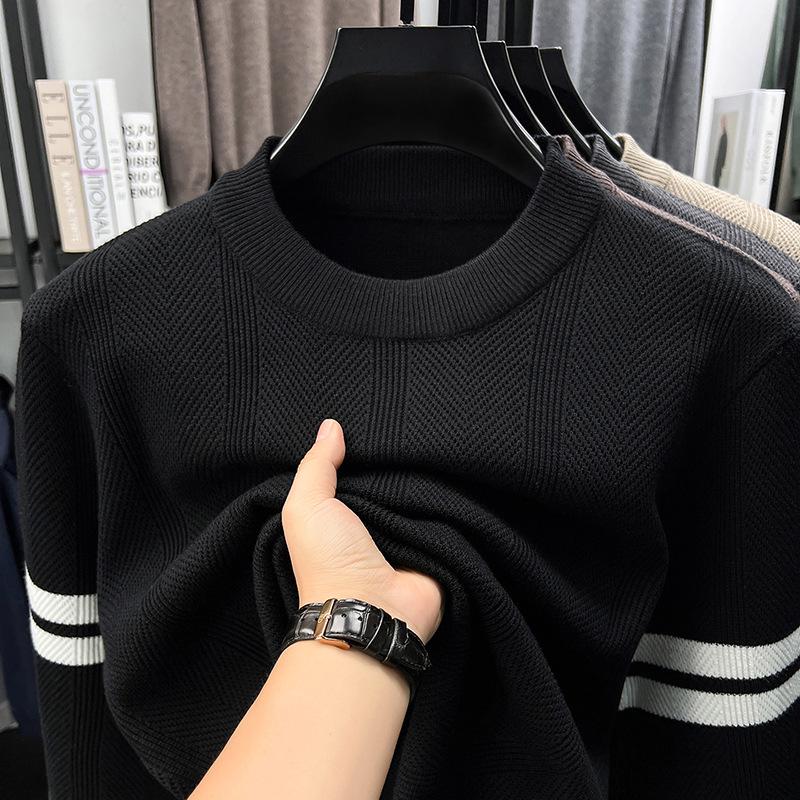 Men's Trendy Thick Jacquard Knit Sweater - Warm, Anti-Pilling, Light Luxury for Autumn/Winter