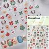 Gold Stamped White Christmas Tree Snowflake 3D Self Adhesive Nail Art Stickers Santa Claus Elk Xmas Cartoon Cute Manicure Decals