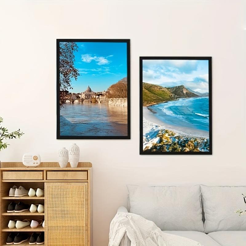 3Pcs Magnetic Wall Frame, Self-Adhesive & Removable For Photos Notes, Black White Matte Minimalist Home Office Decor