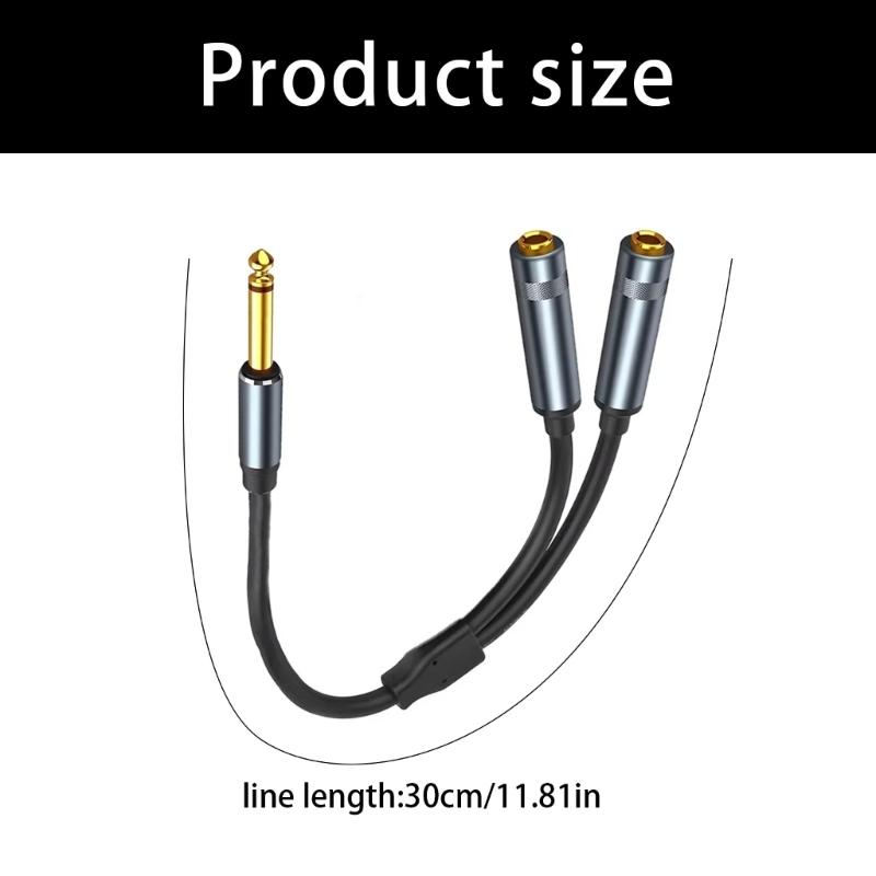 30Cm Long 6.5mm Mono Sound Y Cable Splitter Adapter Cord Line For Double Output To Amplifiers And PA Systems