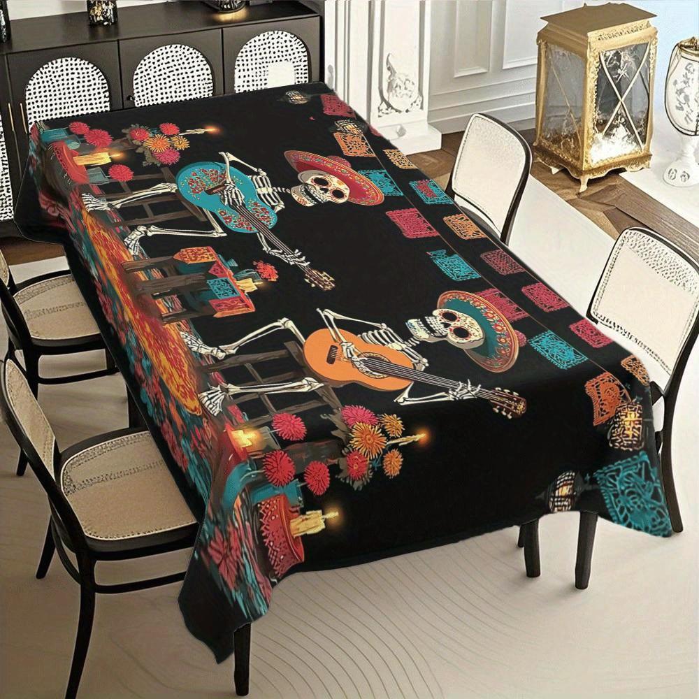 Mexican Day of The Dead Rectangle TableCloth for Table Decor Holiday Waterproof Reusable Tablecloth for Tables Kitchen Dining