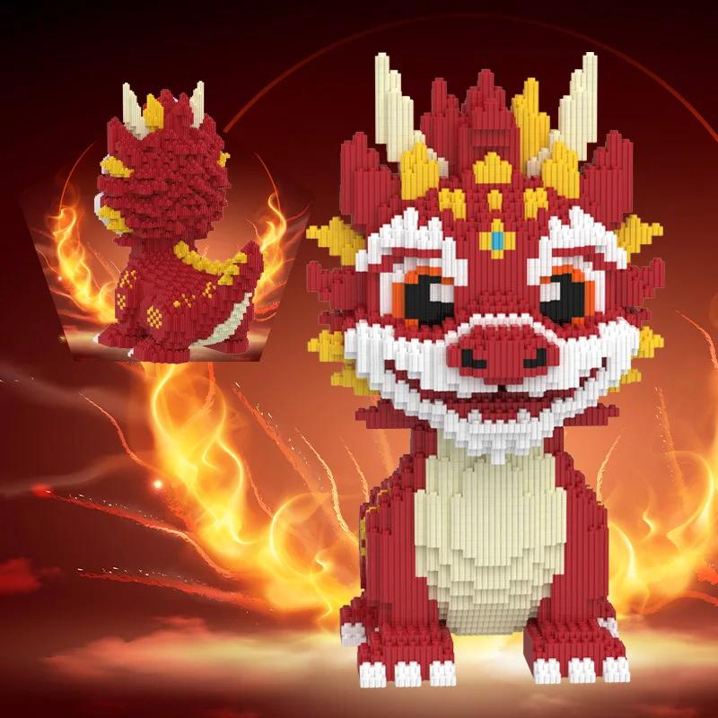 30CM Jucării DIY pentru Copii Mini Dragon Desen Animat Blocuri de Construcție Bloc Luminos Micro Cărămizi Cadou de Crăciun Zi de Naștere