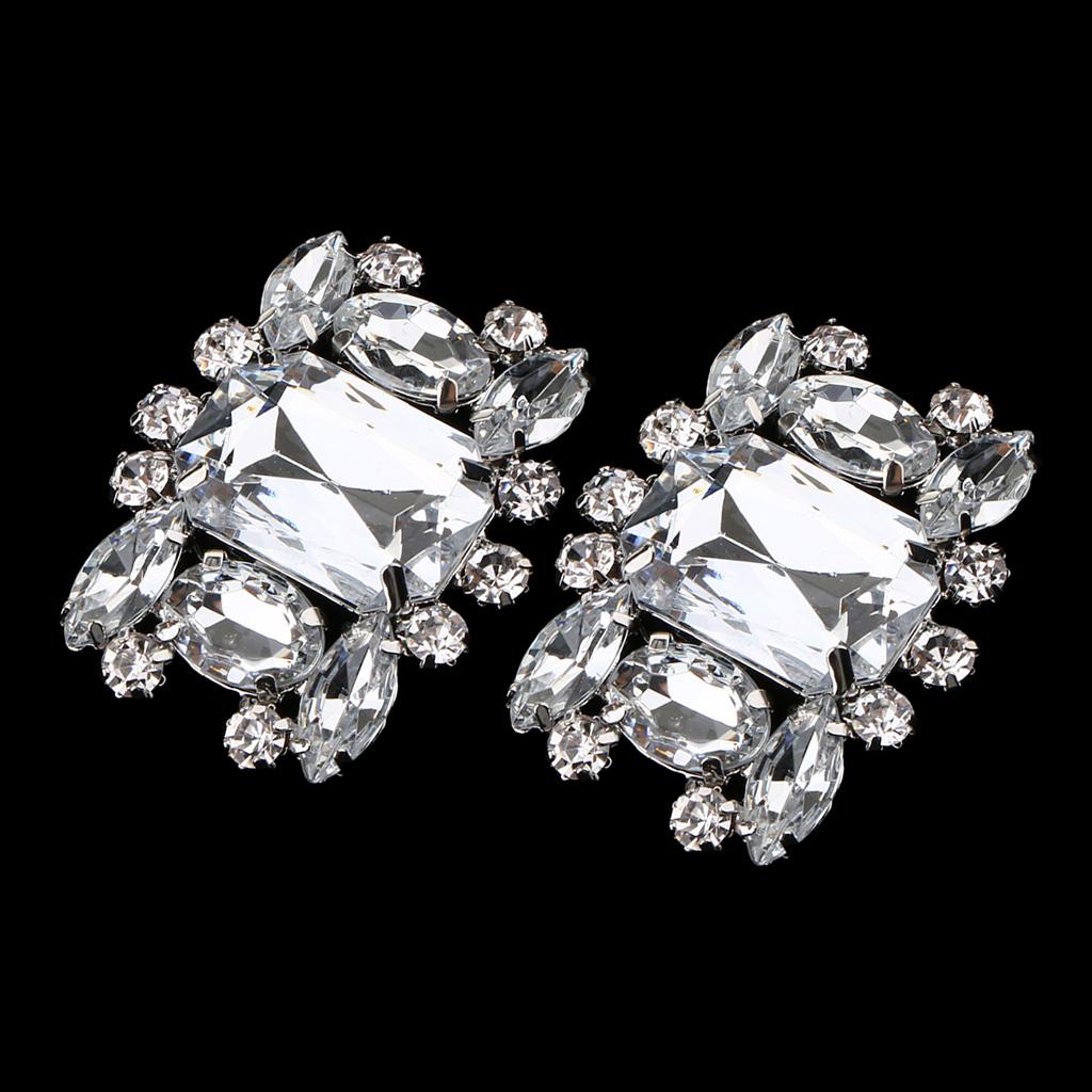 2 Pack Fashion Rhinestone Shoes Shoe Decoration Charms Flowers Crystals Wedding Party Clips