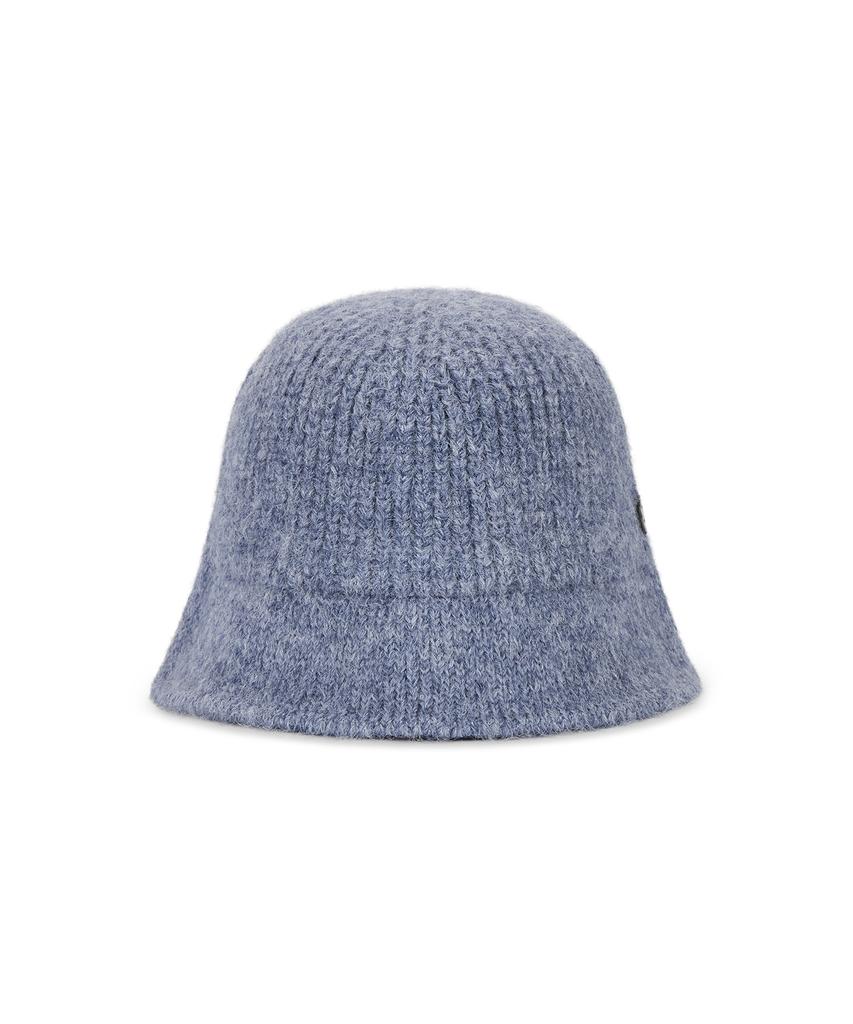 Bajal Va Curved Oval Metal Washed Knit Bucket Hat Soft Blue