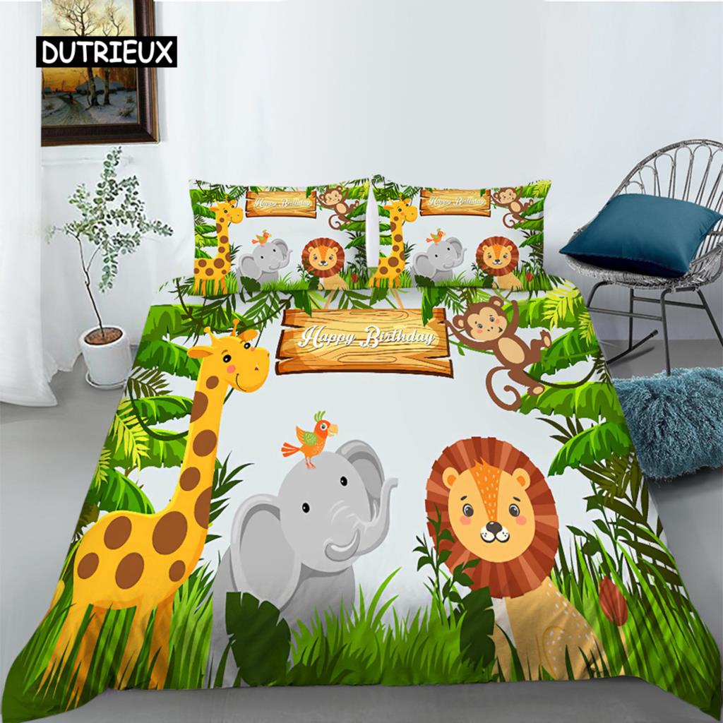 Chicken Animals King Queen Duvet Cover Lovely Cartoon Farm Chick Bedding Set Kids Girls Wildlife 2/3pcs Polyester Quilt Cover