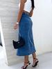 2026 Frühling Europäischer und Amerikanischer Asymmetrischer Schlitz Midi Knopfleistenrock