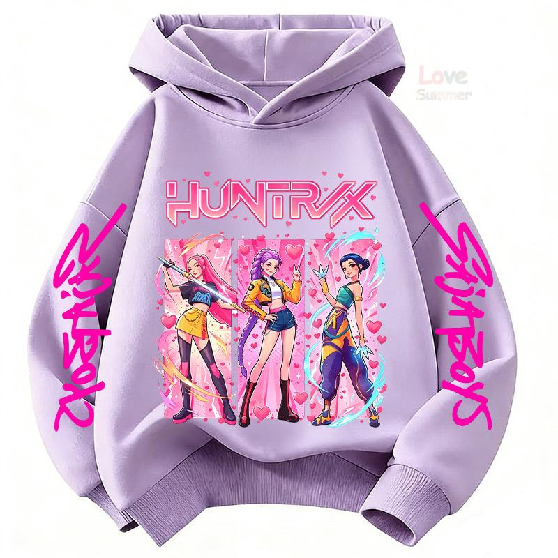 Huntrx KPop Devil Hunter Girls Group Cartoon Children hoodie girls teen Spring Autumn New Style 4 to14 y
